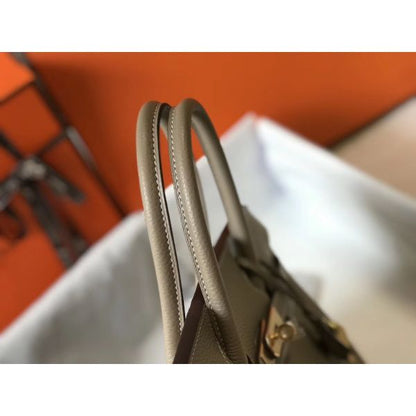HERM Birkin 30cm Bag In Tourterelle Clemence Leather GHW