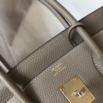 HERM Birkin 30cm Bag In Tourterelle Clemence Leather GHW
