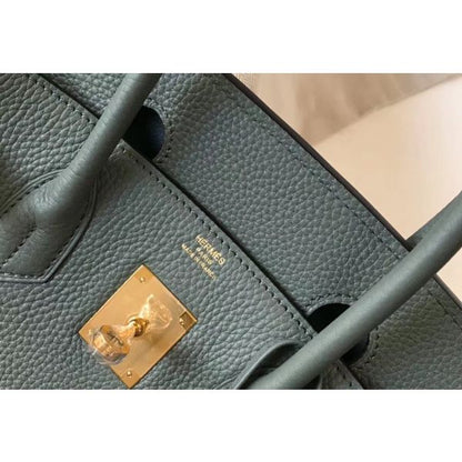 HERM Birkin 30cm Bag In Vert Amande Clemence Leather GHW