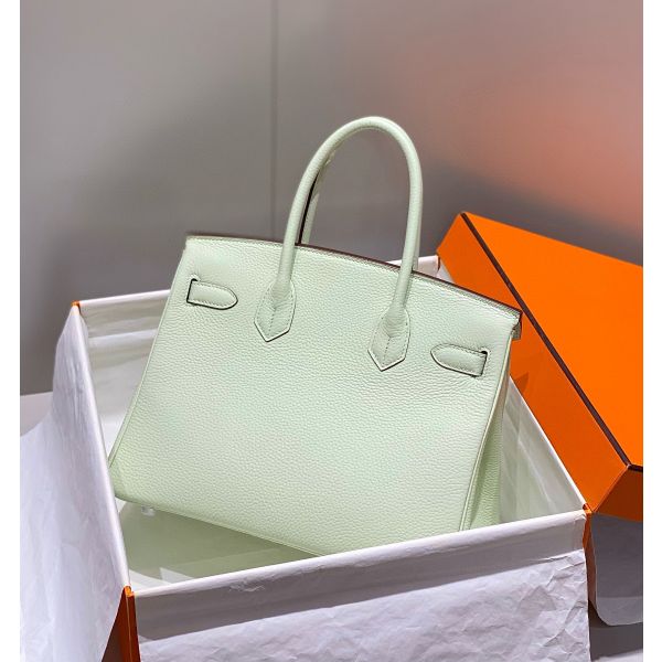 HERM Birkin 30cm Bag In Vert Fizz Clemence Leather PHW