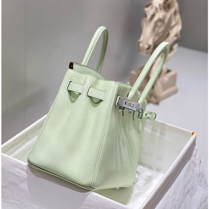 HERM Birkin 30cm Bag In Vert Fizz Clemence Leather PHW