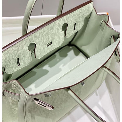 HERM Birkin 30cm Bag In Vert Fizz Clemence Leather PHW