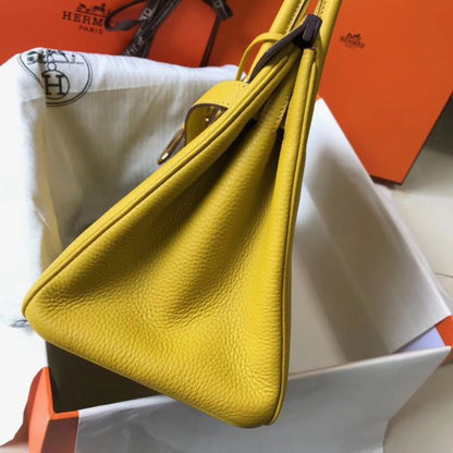 HERM Birkin 30cm Bag In Yellow Clemence Leather GHW