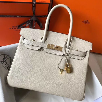 HERM Birkin 35cm Bag In Beton Clemence Leather GHW