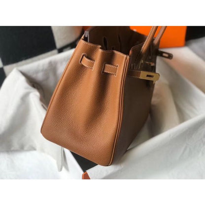 HERM Birkin 35cm Bag In Gold Clemence Leather GHW