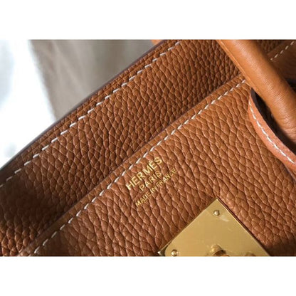 HERM Birkin 35cm Bag In Gold Clemence Leather GHW