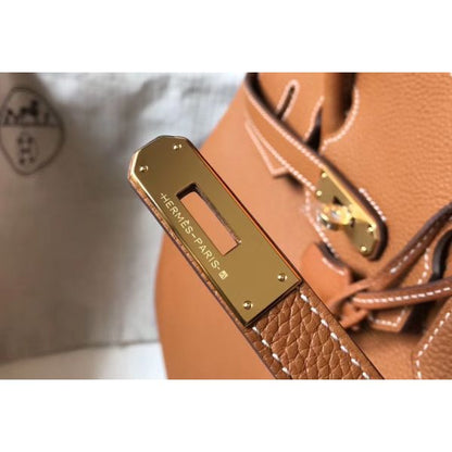 HERM Birkin 35cm Bag In Gold Clemence Leather GHW