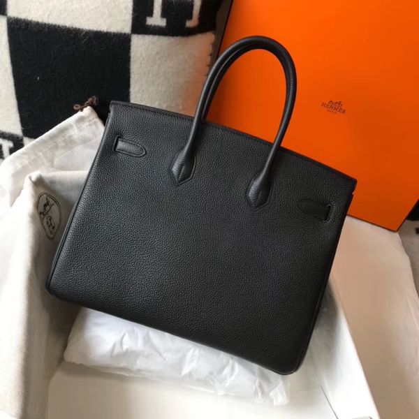 HERM Birkin 35cm Bag In Black Clemence Leather GHW