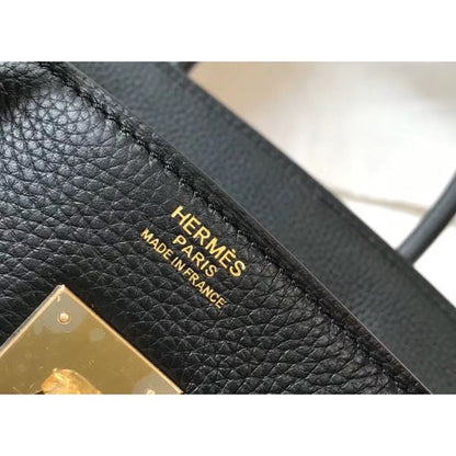 HERM Birkin 35cm Bag In Black Clemence Leather GHW