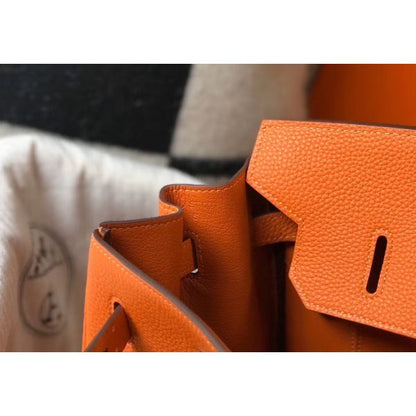 HERM Birkin 35cm Bag In Orange Clemence Leather GHW
