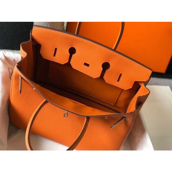 HERM Birkin 35cm Bag In Orange Clemence Leather GHW