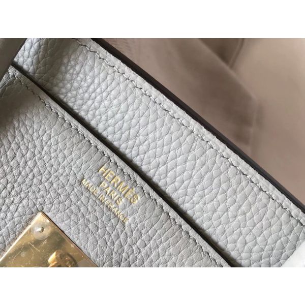 HERM Birkin 35cm Bag In Pearl Grey Clemence Leather GHW