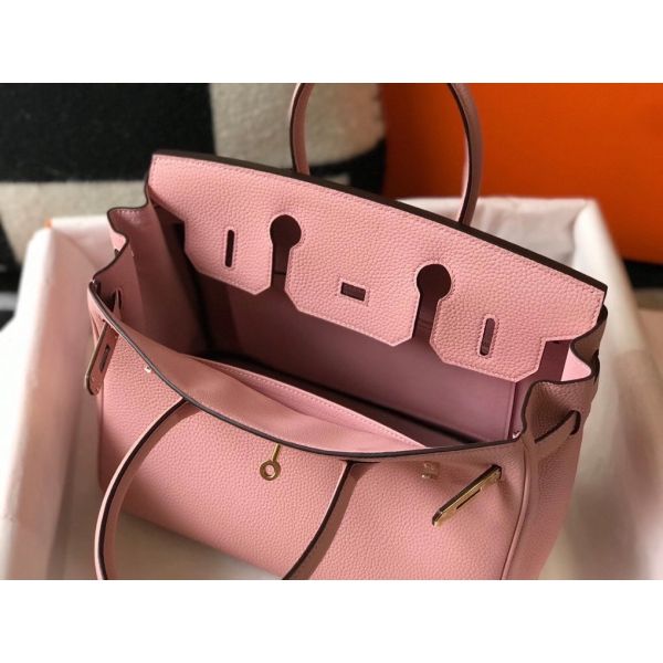 HERM Birkin 35cm Bag In Pink Clemence Leather GHW