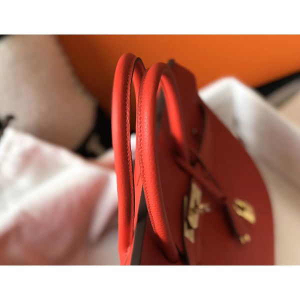 HERM Birkin 35cm Bag In Red Clemence Leather GHW