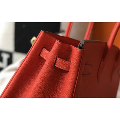 HERM Birkin 35cm Bag In Red Clemence Leather GHW