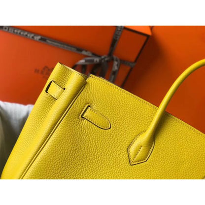 HERM Birkin 35cm Bag In Yellow Clemence Leather GHW