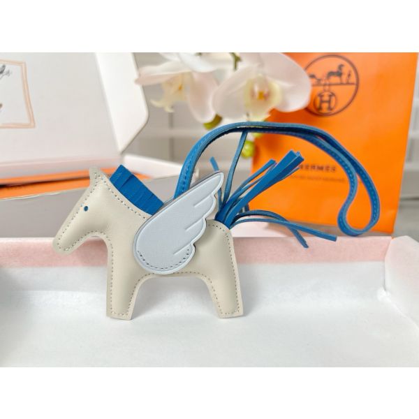 HERM Rodeo Pegase PM Bag Charm in Craie/Blue/Blue Brume Lambskin