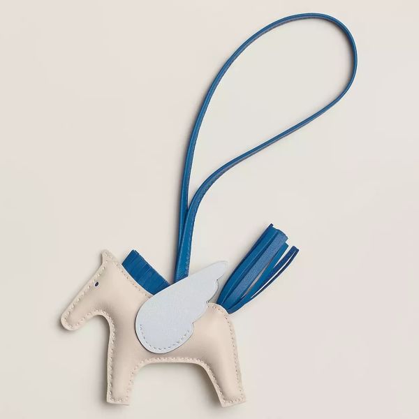 HERM Rodeo Pegase PM Bag Charm in Craie/Blue/Blue Brume Lambskin