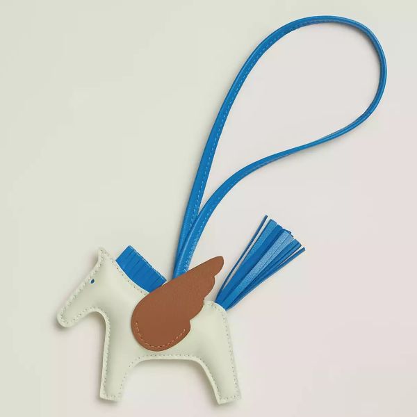 HERM Rodeo Pegase PM Bag Charm in Fizz/Blue/Gold Lambskin
