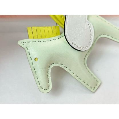 HERM Rodeo Pegase PM Bag Charm in Vert Fizz/Yellow/Craie Lambskin