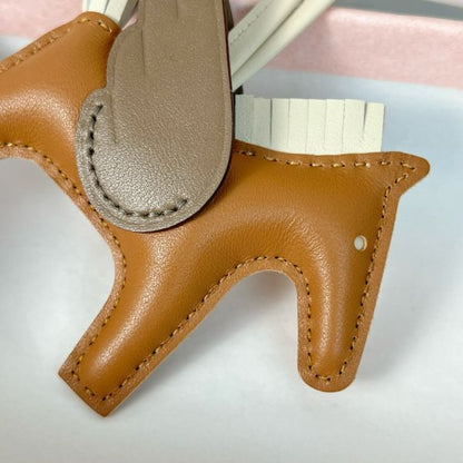 HERM Rodeo Pegase PM Bag Charm in Gold/Craie/Taupe Lambskin