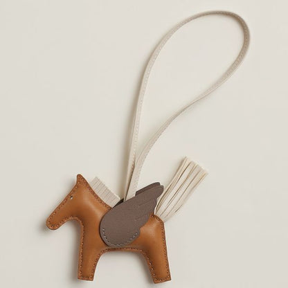 HERM Rodeo Pegase PM Bag Charm in Gold/Craie/Taupe Lambskin