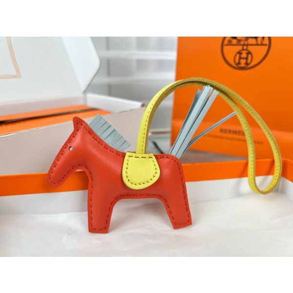 HERM Rodeo PM Bag Charm in Orange/Blue/Yellow Lambskin