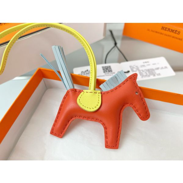 HERM Rodeo PM Bag Charm in Orange/Blue/Yellow Lambskin