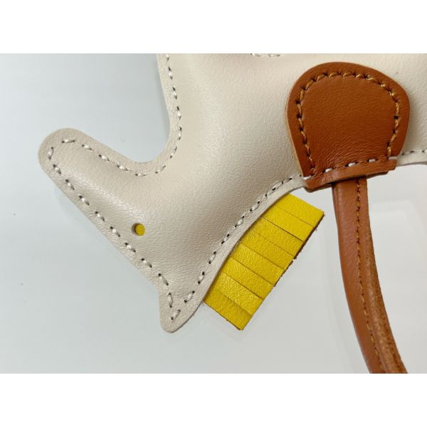 HERM Rodeo PM Bag Charm in Craie/Yellow/Gold Lambskin