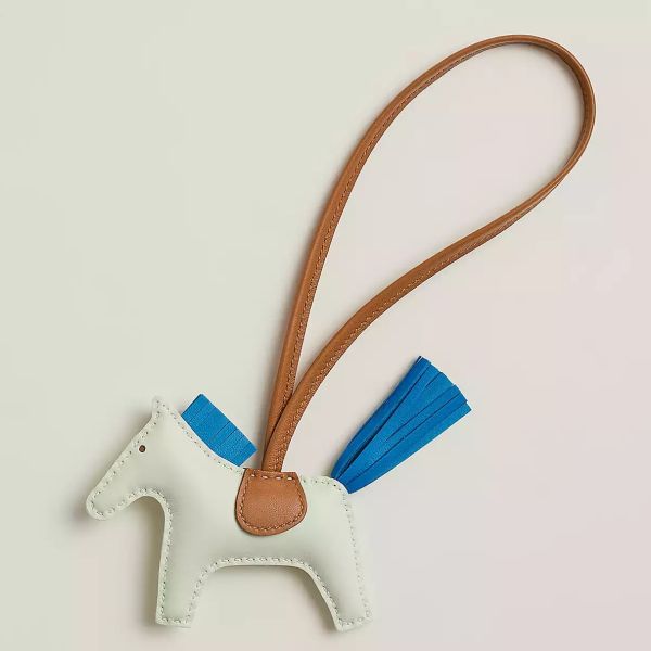 HERM Rodeo PM Bag Charm in Vert Fizz/Blue/Gold Lambskin