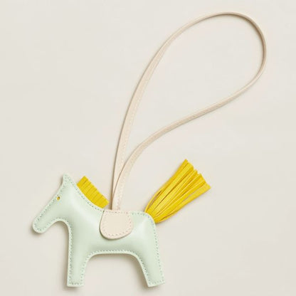 HERM Rodeo PM Bag Charm in Vert Fizz/Yellow/Craie Lambskin