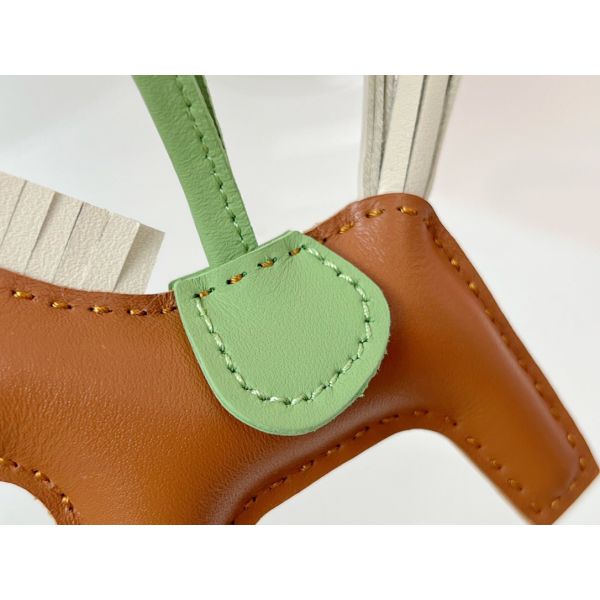 HERM Rodeo PM Bag Charm in Gold/Craie/Vert Crique Lambskin