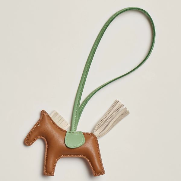 HERM Rodeo PM Bag Charm in Gold/Craie/Vert Crique Lambskin