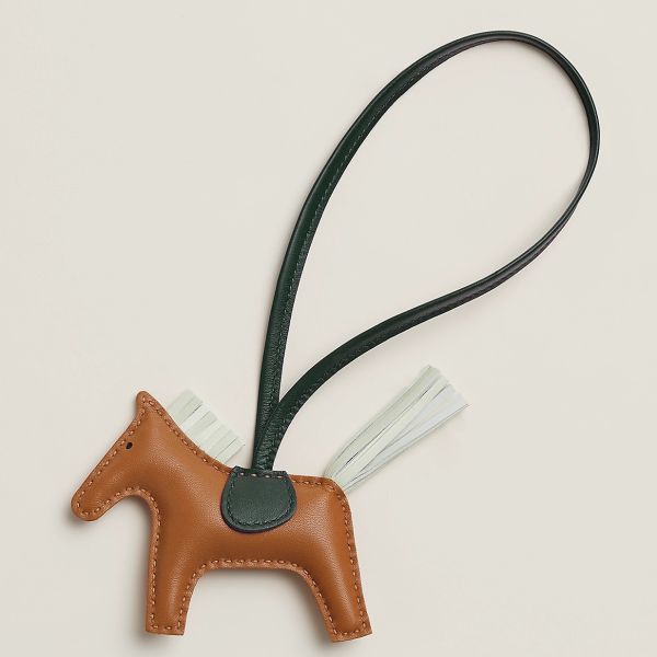 HERM Rodeo PM Bag Charm in Gold/Vert Fizz/Green Lambskin