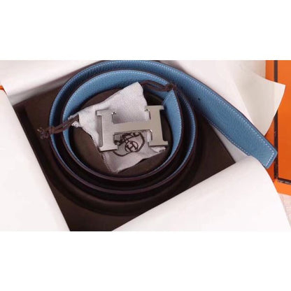 HERM H Belt Buckle & Blue Clemence 32 MM Strap