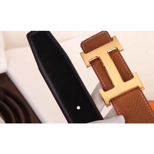 HERM H Belt Buckle & Brown Clemence 32 MM Strap