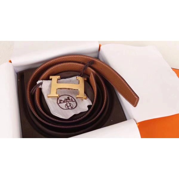 HERM H Belt Buckle & Brown Clemence 32 MM Strap