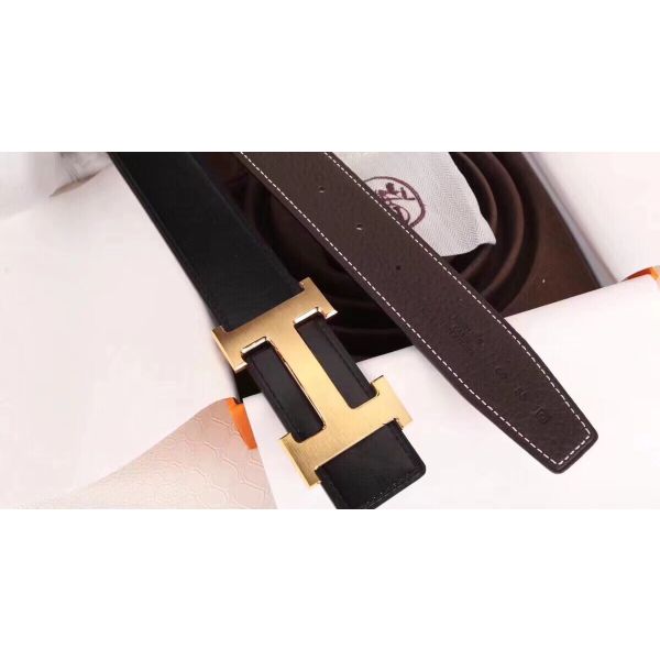 HERM H Belt Buckle & Chocolate Clemence 32 MM Strap