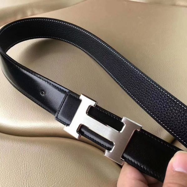 HERM H Belt Buckle & Black Clemence 32 MM Strap