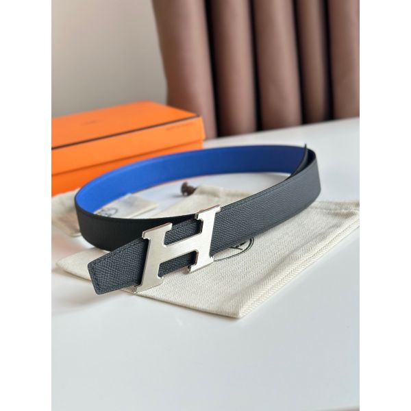 HERM H Speed Reversible Belt 32MM in Blue and Green Epsom Calfskin