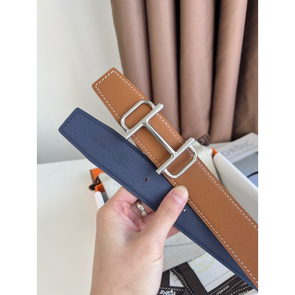 HERM Royal Reversible Belt 38MM in Blue and Gold Epsom Calfskin