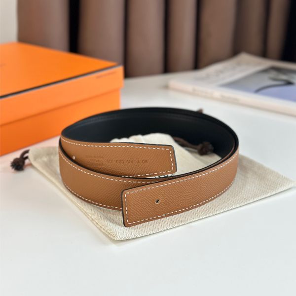 HERM H Touareg Reversible Belt 32MM in Gold Epsom Leather