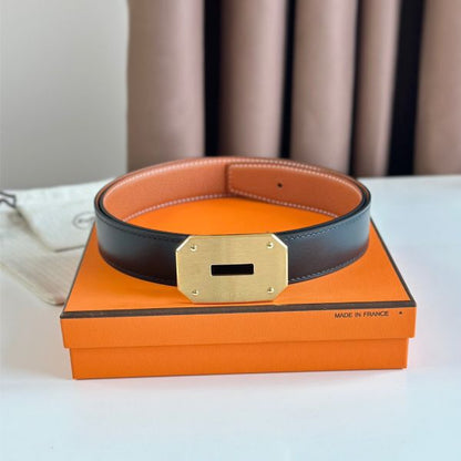 HERM Neo Reversible Belt 32MM in Gold Clemence Leather