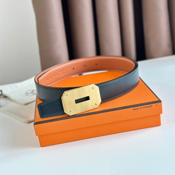 HERM Neo Reversible Belt 32MM in Gold Clemence Leather