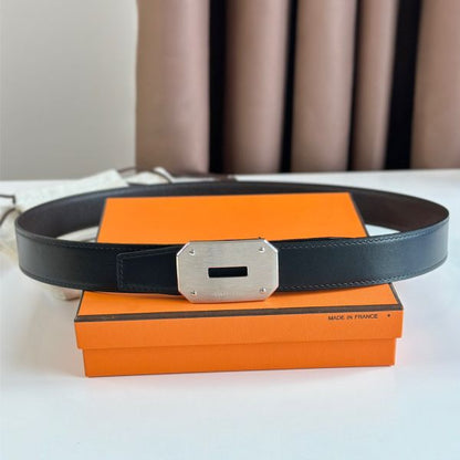 HERM Neo Reversible Belt 32MM in Chocolate Clemence Leather