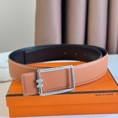 HERM Tube H Reversible Belt 38MM in Gold Clemence Leather
