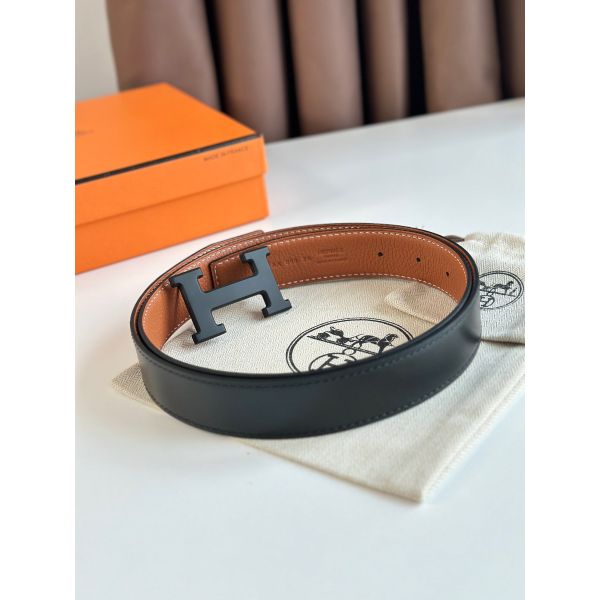 HERM H Reversible 32MM Belt with Matte Buckle in Gold Clemence Leather