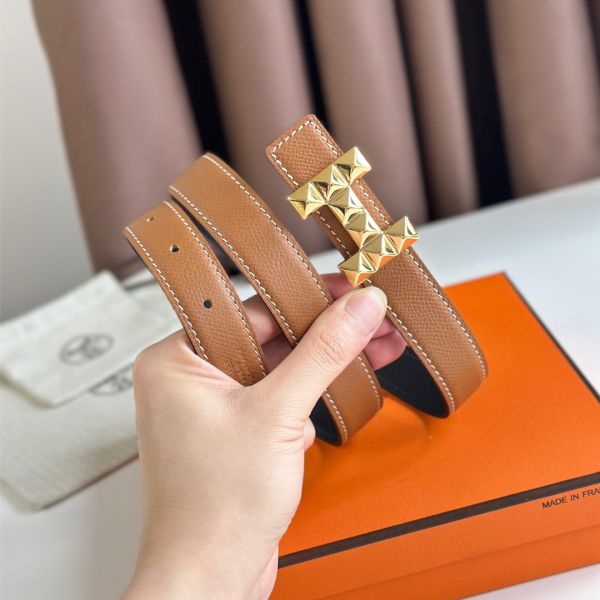 HERM H Medor Reversible Belt 24MM in Gold Epsom Leather