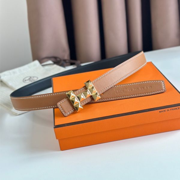 HERM H Medor Reversible Belt 24MM in Gold Epsom Leather