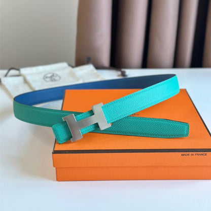 HERM Mini Constance 24mm Belt in Green Epsom Leather and Blue Swift Leather